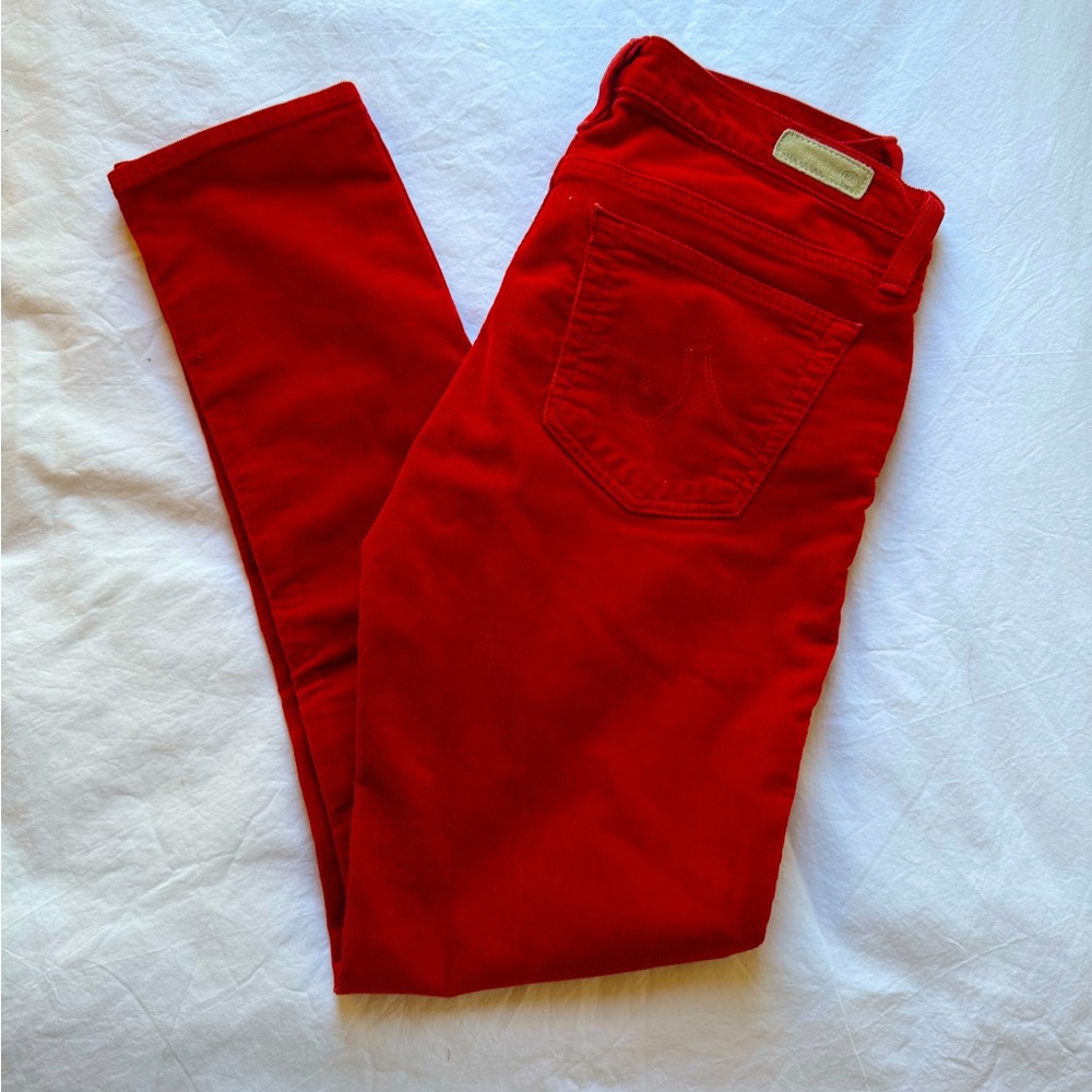 AG Adriano Goldschmied Red Corduroy Jeans 26